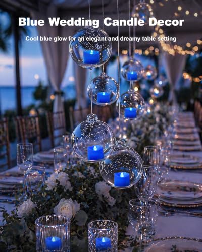 Homemory 50-Pack Blue Flameless Battery Tea Light Candles, 200+ Hours - color: Blue, size: Pack of 50