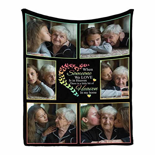 InterestPrint Personalized Memorial Blanket Collection, Custom Photo Throw Sympathy Gift, Remembrance Gift, Memory Gifts for Loss of Loved Ones in Heaven - color: Multi V63, size: 30 x 40 Inches
