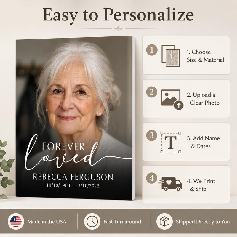 Personalized Forever Loved Memorial Sign with Photo for Funeral - color: Design 1
