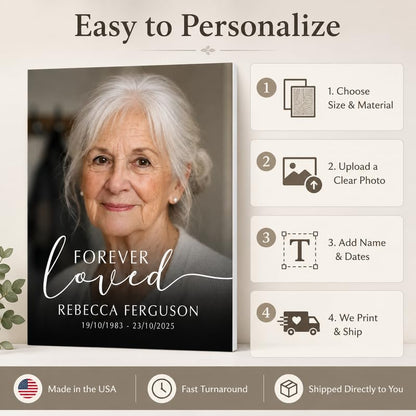 Personalized Forever Loved Memorial Sign with Photo for Funeral - color: Design 1