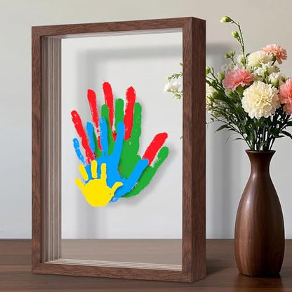 Family Handprint Kit for 4, Hand Print Keepsake Frame DIY Craft Gift - color: Walnut, size: 4 Pages Acrylic Boards