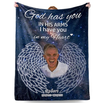Personalized Memorial Blanket with Photo, Loss of Sympathy Gifts for One - color: Style-02