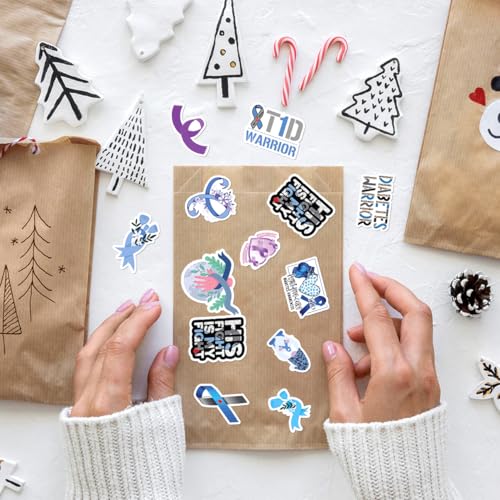 Blue Awareness Ribbon Hope Quotes Stickers Pack 50pcs Vinyl for Diabetes Patients Families Supporters Laptops Water Bottles Bumper Motorcycle Bike Bedroom Phone Case Hat - color: Diabetes Awareness 1