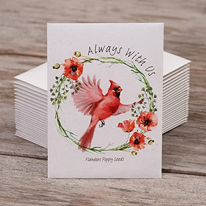 Bentley Seed Co. | Memorial Cardinal Celebration of Life Funeral Favors for Guests | Non-GMO, Non-Coated Flanders Poppy Seed Packets | Sentimental Funeral Service Gift | Pack of 25 - style: Always With Us