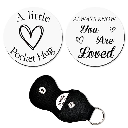 Pocket Hug Keychain Coin Gift for Women Men Pocket Token for Best Friends Bff Birthday Inspiration Gifts for Husband Boyfriend Anniversary Christmas Gifts Motivational Keychain with PU Case - color: Always Know You Are Loved
