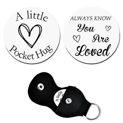 Pocket Hug Keychain Coin Gift for Women Men Pocket Token for Best Friends Bff Birthday Inspiration Gifts for Husband Boyfriend Anniversary Christmas Gifts Motivational Keychain with PU Case - color: Always Know You Are Loved