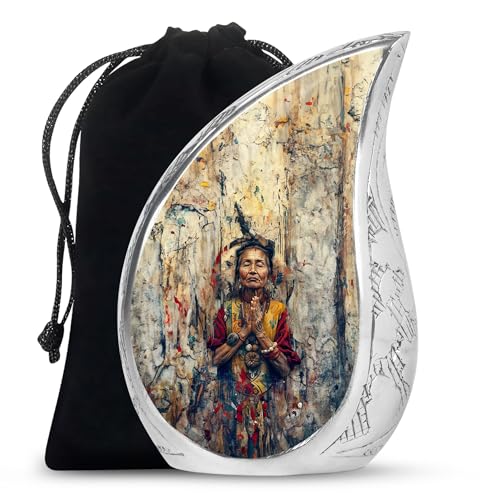 Native American Urns for Human Ashes Adult Male & Female, Large Funeral Cremation Urn for Human Ashes Adult Women, Memorial Ashes 10 Inch - size: Large