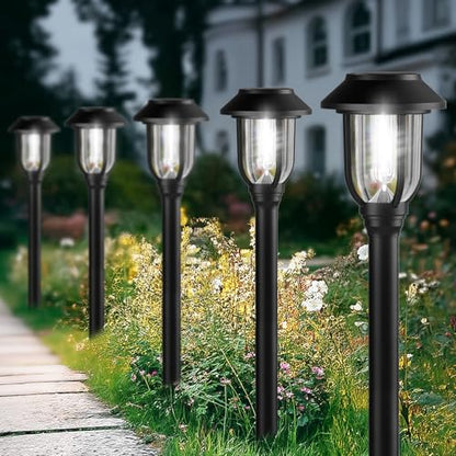 ILANCK 12 Pack Solar Lights Outdoor, 6000K Bright Solar Pathway Lights for Outside, Auto On/Off Waterproof Solar Powered,Landscape Lighting for Walkway, Yard, Path, Driveway, Garden - color: 6000K White Light
