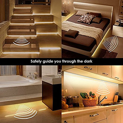 Vansky Motion Activated Bed Light, Flexible LED Strip Motion Sensor Night Light Bedside Lamp Illumination with Automatic Shut Off Timer (Warm Soft Glow) - size: Single Light Strip(5FT x 1)