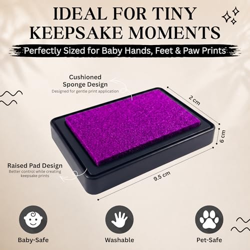 ReignDrop Baby Ink Pad for Hand and Footprints, Non-Toxic Acid-Free Keepsake Kit, Smudge-Proof Archival Ink Wipes Off Skin, for Scrapbook, Photo Album, Frames & Pet Paws, Baby Gift (Purple) - color: Purple