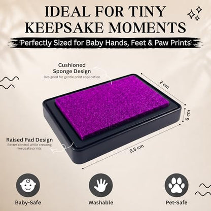 ReignDrop Baby Ink Pad for Hand and Footprints, Non-Toxic Acid-Free Keepsake Kit, Smudge-Proof Archival Ink Wipes Off Skin, for Scrapbook, Photo Album, Frames & Pet Paws, Baby Gift (Purple) - color: Purple