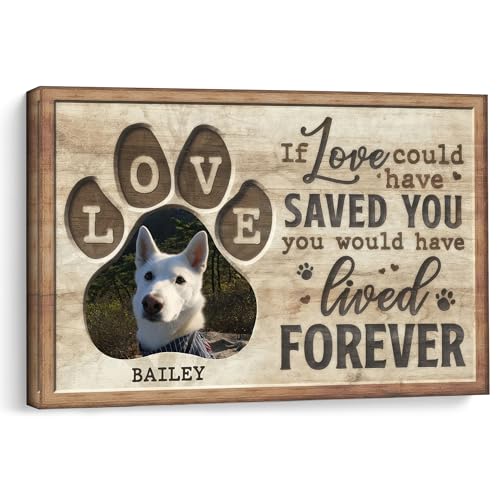KiKiLuna Personalized Pet Memorial Canvas Wall Art, Custom Dog Photo and Name Remembrance Decor, If Love Could Have Saved You Sympathy Gift for Dog Lovers - color: Design 11