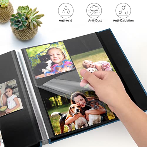 Zesthouse Photo Album Self Adhesive Pages, 60 Pages Magnetic Scrapbook Albums with Sticky Page, Photos Album Holds 8x10 & 5X7 & 4x6 & 6x8 & 3x5, Large Picture Book Ideal Gift for Family Wedding Baby - color: Black Blue, size: 11"x10.6"/Black 60 Pages