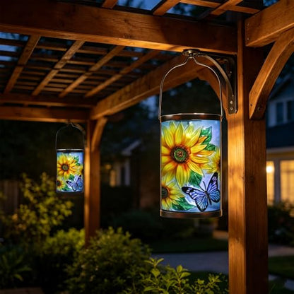 MUMTOP Sunflower Solar Lantern Outdoor Waterproof Hanging Garden Lights - color: Yellow