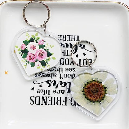 BetterJonny 20Pcs Acrylic Picture Keychain Blanks in Clear Acrylic Picture Frame Keyrings - color: Heart