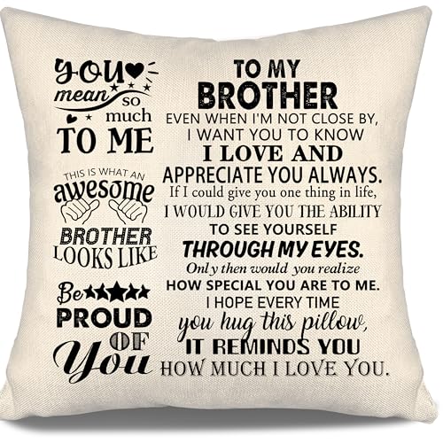 Brother Gift Ideas Reminder Throw Pillow Covers for Brother Birthday Graduation Thanksgiving - color: Brother