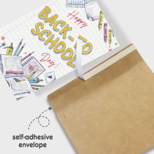 Happy Back to School Day Card for Boys Girls Kids, Cute First Day of School Card, Good Luck School Year Cards for Daughter Son Granddaughter Grandson - color: Back to School Day