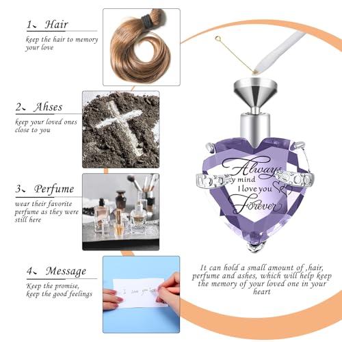Fumete 5 Pcs Urn Necklaces for Ashes Cremation Keepsake - color: Light Purple