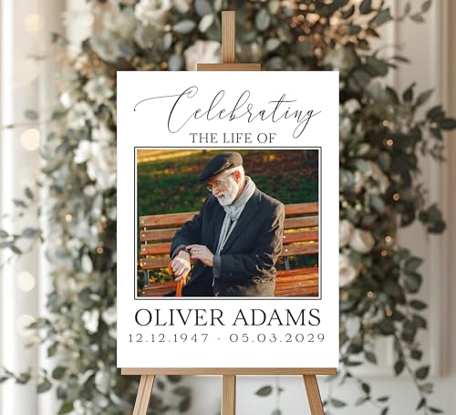 Custom Funeral Welcome Sign with Photo, Memorial Yard Sign, Celebration of Life Welcome Board, Personalized Remembrance Sign for Funeral Service - CCTC06 - color: Background #06