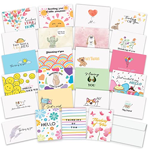 Thinking of You Cards with Envelopes - 24 Thinking of You Greeting Cards with Unique Designs and Inspiring Words - The Perfect Encouragement Cards to Send to a Close Friend, Relative or Loved One (24) - color: Huge Variety