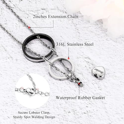 XIUDA Cremation Urn Necklace for Ashes Eternal Memory Carved Keepsake Stainless Steel Urn Jewelry Memorial Ash Holder - color: Silver&Black-Brother