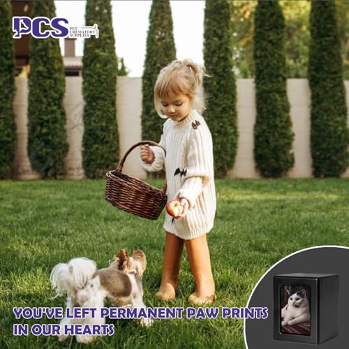 PCS Cat Urn for Ashes - Photo Urn, Black Small Pet Cremation Box - color: Black, size: S(0-25lbs)
