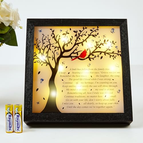 WOODEXPE Sympathy Gift LED Memorial Shadow Box 8"x8" Memorial Gifts for Loss of Loved One - A Limb Has Fallen from The Family Tree - size: Limb