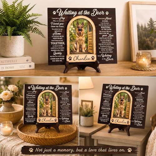 Dog Memorial Gifts for Loss of Dog, Personalized 3.5x5 Inch Picture Frame, Pet Remembrance Keepsake, Wooden Tribute Plaque, Loss of Pet Sympathy Gift, Bereavement Decor (Arch)