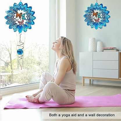 Butterfly Wind Spinner, 12 inch 3D Metal Wind Spinners Outdoor - color: Mandala Butterfly