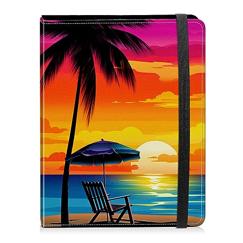 Photo Album 4x6 Photos - 60 Photos Capacity PU Leather Cover Photo Album with Strong Elastic Band, Portable Picture Album for Family Wedding Wedding Anniversary, Beach Palm Trees - color: Beach Palm Trees
