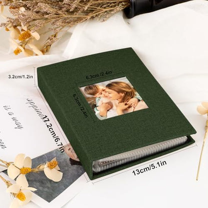 Ywlake Photo Album 4x6 50 Pockets 2 Packs, Small Mini Capacity Linen Photo Album Bulk Sets, Each Pack Holds 50 Top Loader Vertical Only Picture for Kids Boy Girls Green - color: Green, size: 50 Pockets/2PK