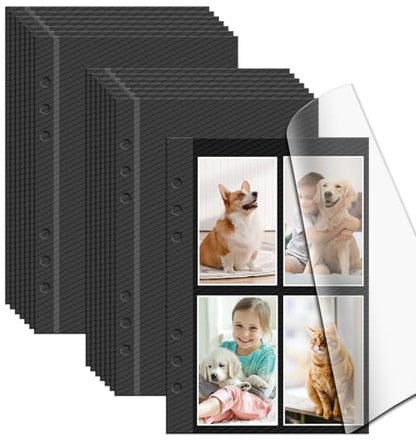 Photo Album Pages Refill for 6 Ring Binder, 15 Sheets/30 Self-Adhesive Page | Scrapbook Album Sheets Fit 2x3, 4x6, 5x7 Photo - color: F-Self Adhesive Pages, size: Medium(7INCH×9INCH)