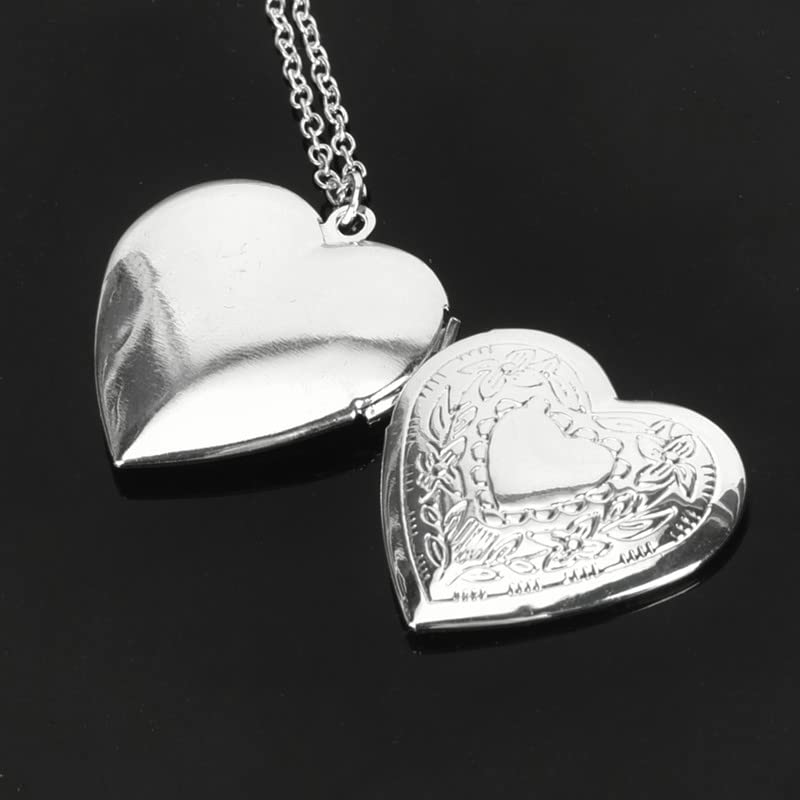 YALLNASL Heart Locket Necklace that Holds Pictures Silver Heart Shaped Locket Necklaces for Women Adults Photo Locket Necklace Lockets for Women Best Friends Gifts