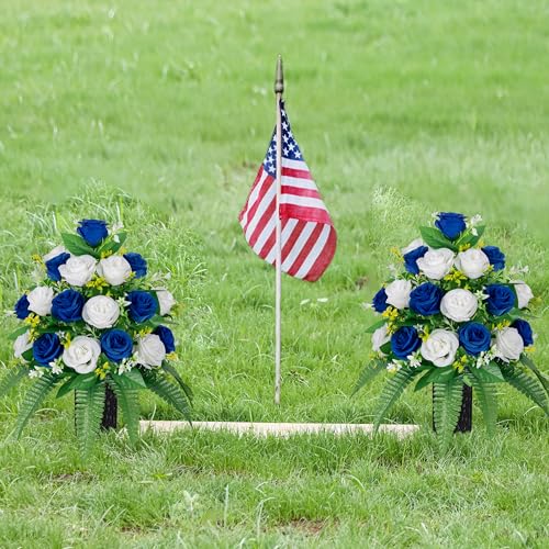 Cemetery Vases with Spikes and Foam - Cemetery Flower Holders with Black Drainage Hole, Perfect for Cemetery Grave Decoration (2) - size: 2