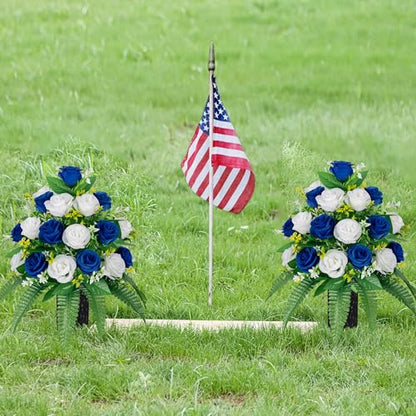 Cemetery Vases with Spikes and Foam - Cemetery Flower Holders with Black Drainage Hole, Perfect for Cemetery Grave Decoration (2) - size: 2