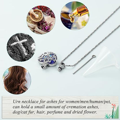 Imrsanl Tree of Life Heart Urn Necklace Cremation Jewelry for Women - color: Customize