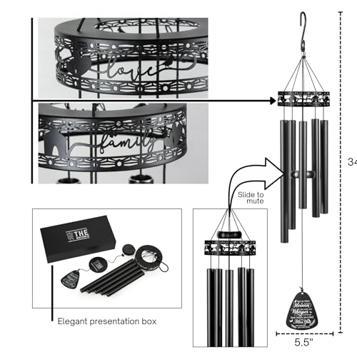 The Wind Chime CO Family Love Memorial Wind Chimes, Sympathy Wind Chimes Gift for The Loss of A Loved one, Home Decor Outdoor Garden, Soothing Melodic Tones.