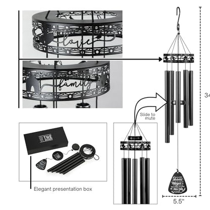 The Wind Chime CO Family Love Memorial Wind Chimes, Sympathy Wind Chimes Gift for The Loss of A Loved one, Home Decor Outdoor Garden, Soothing Melodic Tones.