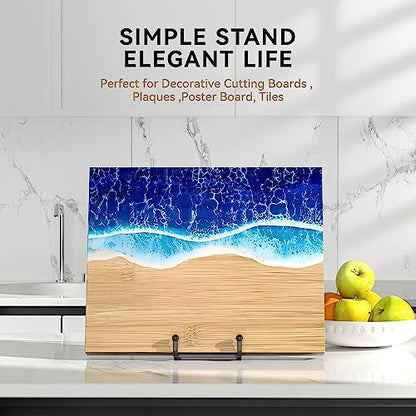 IPAME 4 Pack 10 Inch Large Plate Stands for Display - Metal Square Wire Plate Holder Display Stand + Picture Stand for Book, Platter, Plaque, Photo Easel - size: 10 Inch