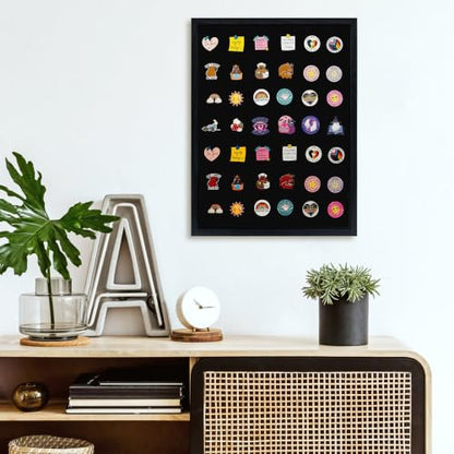 GMFrames 12x16 Enamel Pin Display Case, Pin Collection Display Frame with Real Glass, Shadow Box for Wall and Tabletop, Pin Holder Black - color: Black, size: 12x16