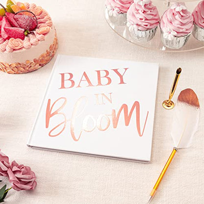 Calculs Polaroid Baby Shower Guest Book Baby in Bloom Signature Bridal Party Picture Book Blank Pages for Instant Film 8.5” Square White Cover Rose Gold Stamping - style: Eclectic