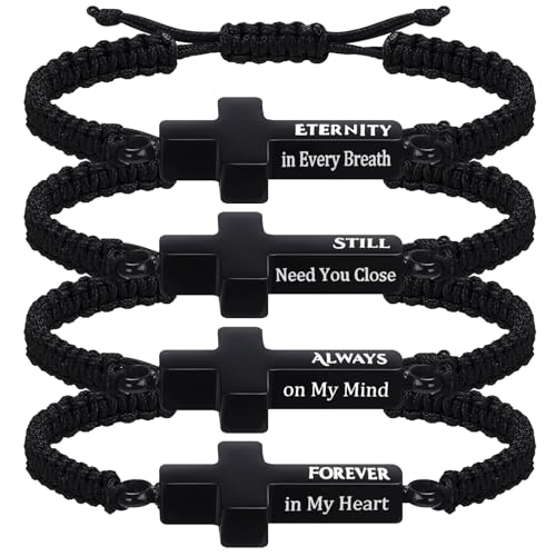 Ecation Cremation Jewelry, Urn Bracelet for Ashes - color: Black, style: Christian