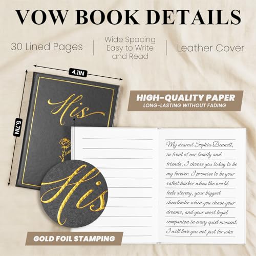 Leesgel Wedding Vow Books His and Hers with Guest Book & Table Sign Set - color: White & Black