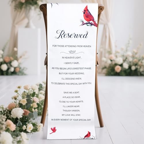 Yopyame Reserved Memorial Wedding Chair Sign Wedding Memorial Reserved Chair Sign Banner in Loving Memory Save a Seat for Someone in Heaven 15 x 50'' With Love From Heaven Memorial Signs for Loss Seat