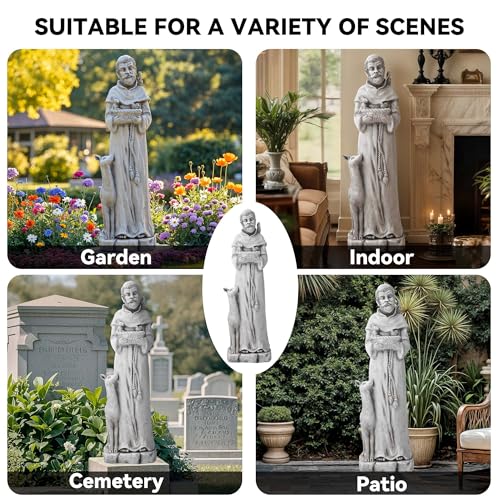 36.2" St Francis Garden Statue,Outdoor Catholic Sculpture - color: St Francis-36.2"