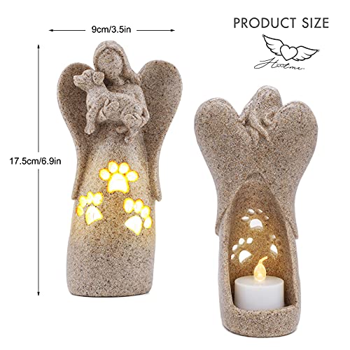 BEARAE Dog Memorial Gifts for Loss of Dogs, Pet Loss Sympathy Gifts, Dog Passing Away Bereavement Gift, Remembrance Grieving Dogs Angel Candle Holder Figurine Statue for Pet Lover - color: Grey #1