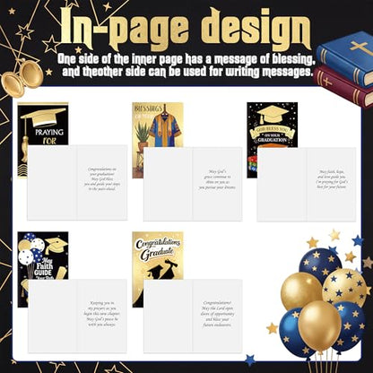 Eaasty 50 Sets Christian Graduation Greeting Cards with Envelopes Stickers - style: Christian Graduation