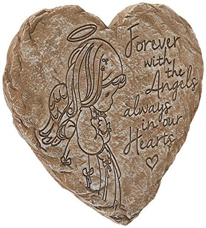 Precious Moments Garden Gifts 171459 Forever with The Angels, Always in Our Hearts Decorative Resin Angel Memorial Garden Stone, Gray, 8-inch Long by 7.25-in Wide - style: Angel
