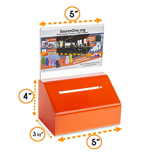 Acrylic Heavy Duty Donation/Ballot Box with Lock and Sign Holder - color: Orange, size: 40 Pack