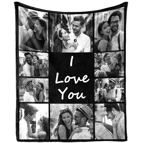 XINLING Custom Memorial Blanket with Pictures for Loss of Loved One Personalized Photo Blanket Customized Sympathy Gifts in Memory of Mom Dad Grandma Grandpa(10 Photos) - color: 10 Photos